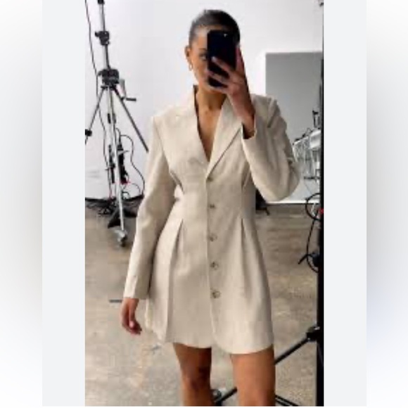 Anine Bing Jackets & Blazers - Anine Bing Cream Blazer Dress linen size small
